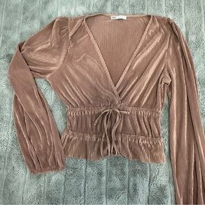 Zara Bronze/Taupe Ribbed Blouse